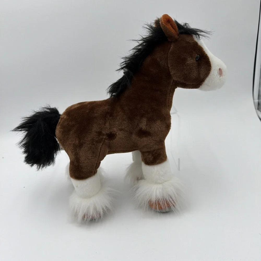 Wild Republic Clydesdale Horse Plush Stuffed‎ Animal Brown White With Black Mane